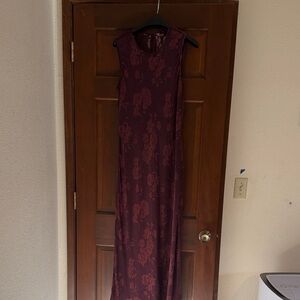 Quince Burgundy Floral Maxi Dress